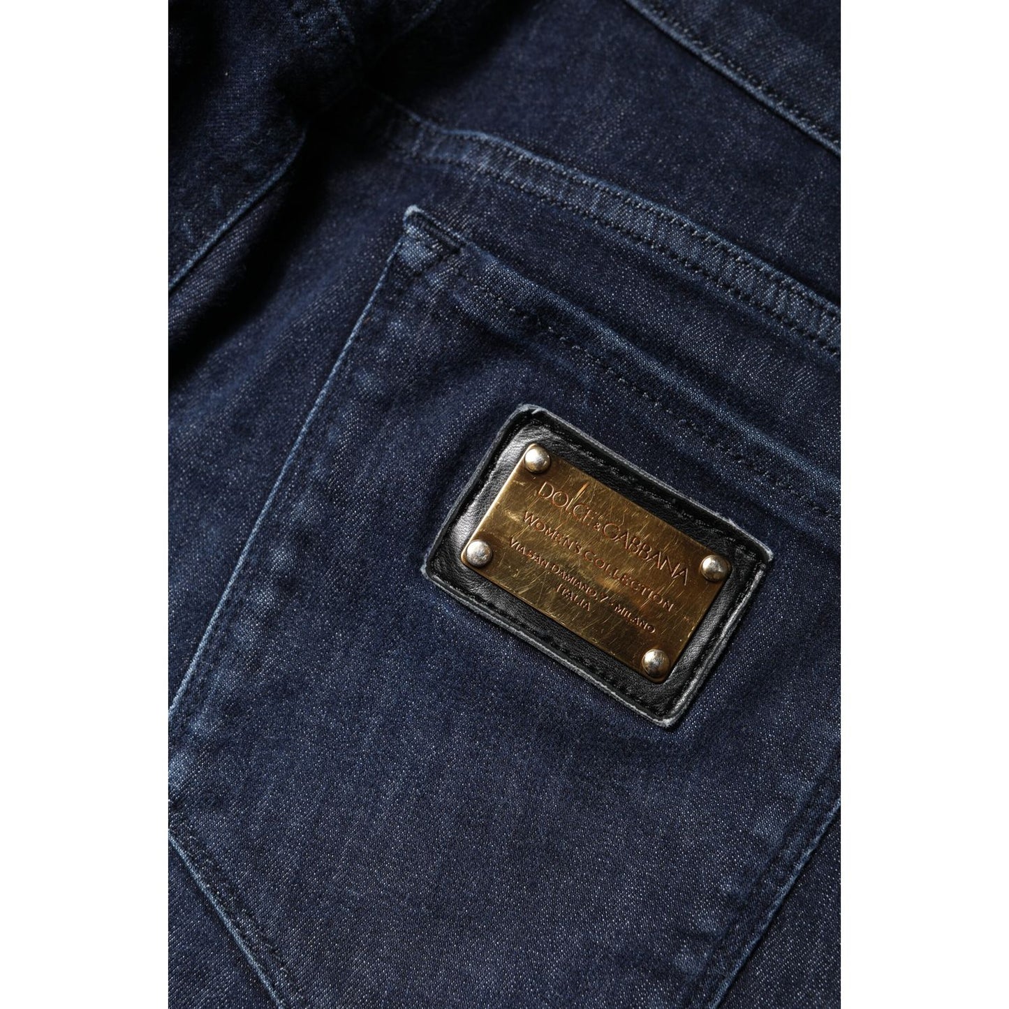 Dolce & Gabbana Dark Blue Cotton Skinny Cropped Denim Jeans