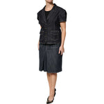 Escada Black Cotton Blend Denim Top Skirt Casual Set KOS2294-42