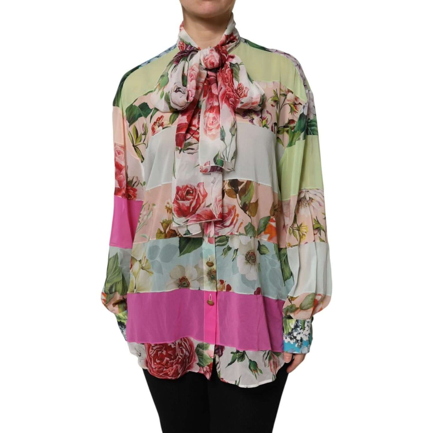 Dolce & Gabbana Multicolor Floral Patchwork Long Sleeves Top TSH87600-42