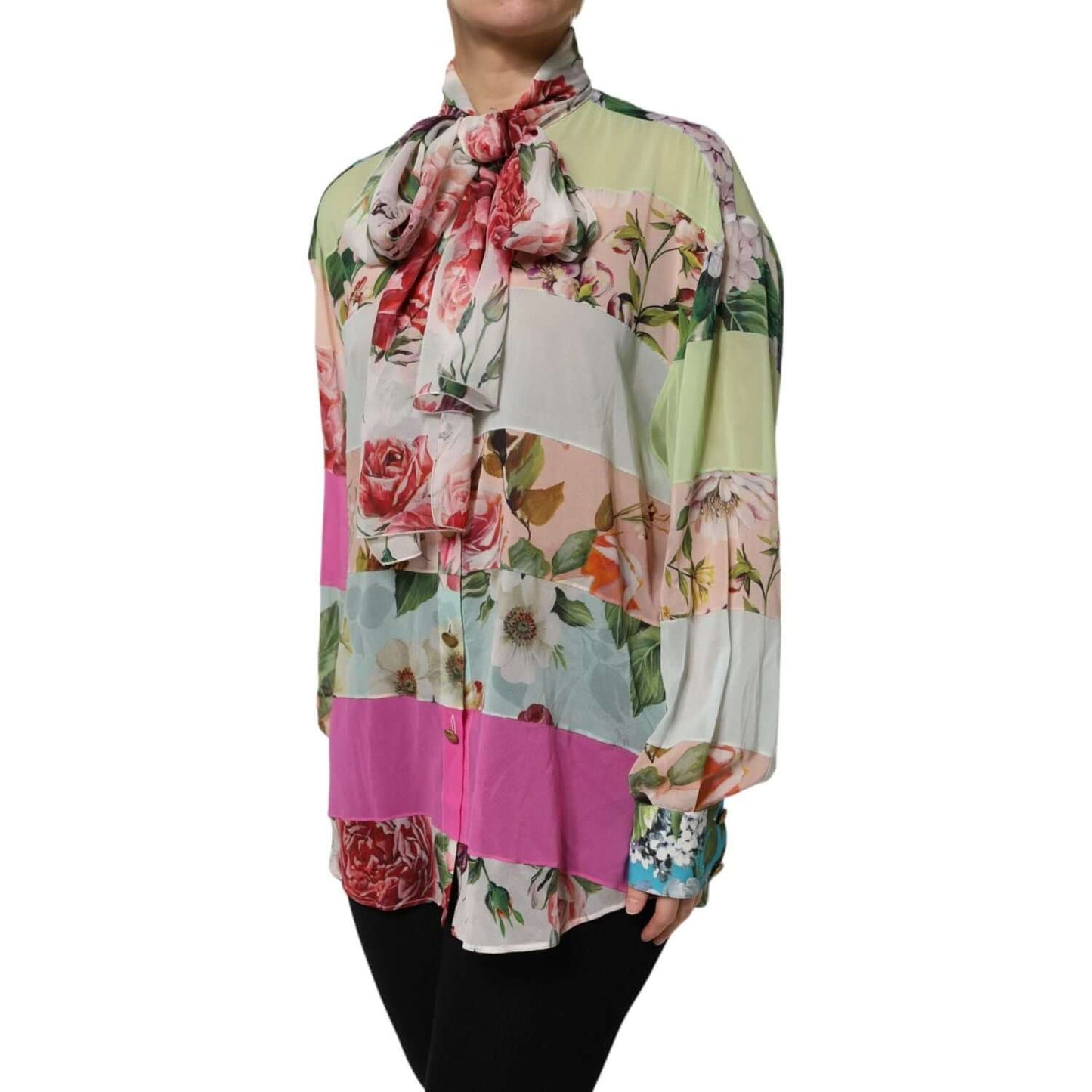 Dolce & Gabbana Multicolor Floral Patchwork Long Sleeves Top TSH87600-42