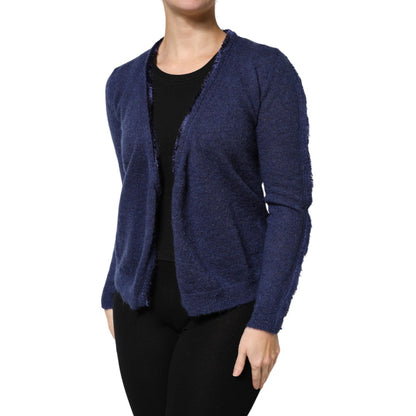 Ballantyne Dark Blue Long Sleeves Overcoat Cardigan Sweater