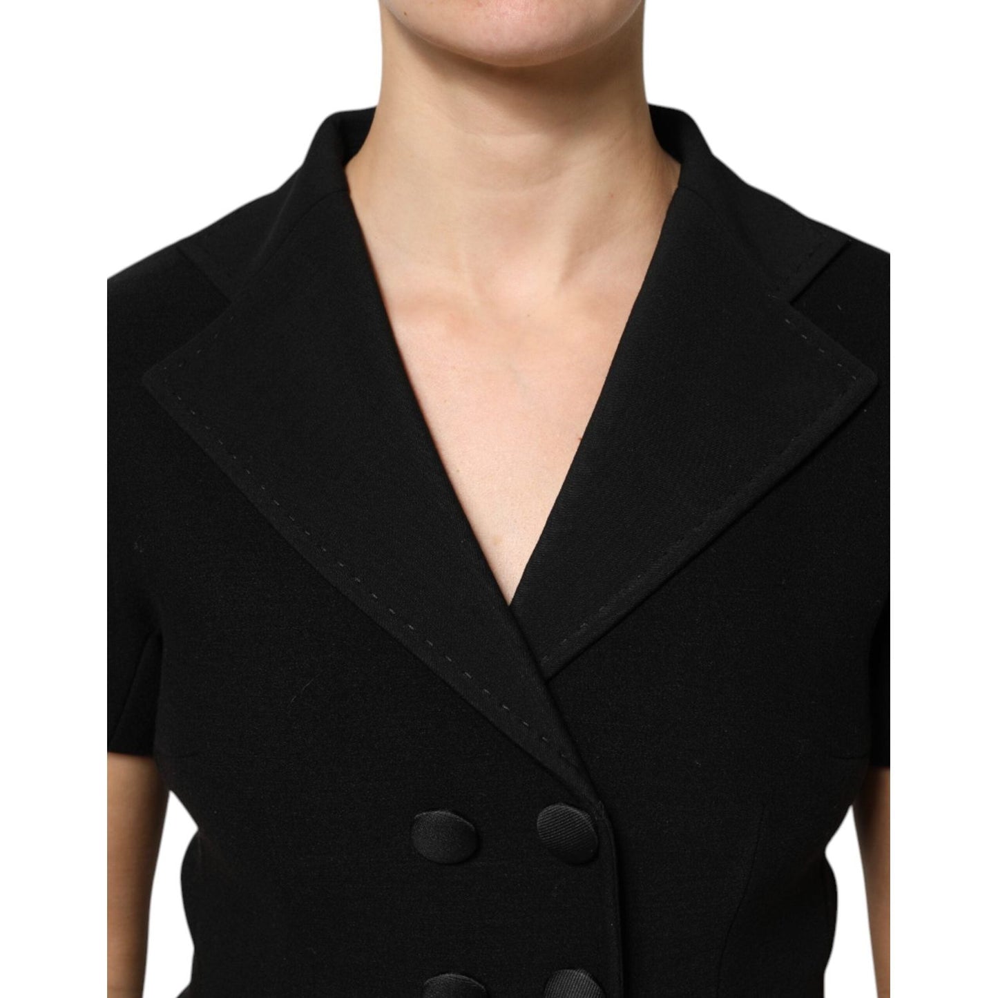 Dolce & Gabbana Black Wool Double Breasted Coat Jacket TSH90440-38