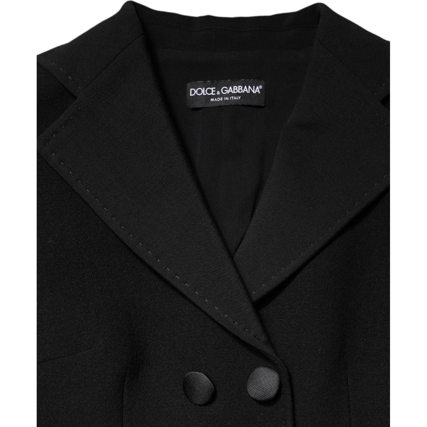 Dolce & Gabbana Black Wool Double Breasted Coat Jacket TSH90440-38