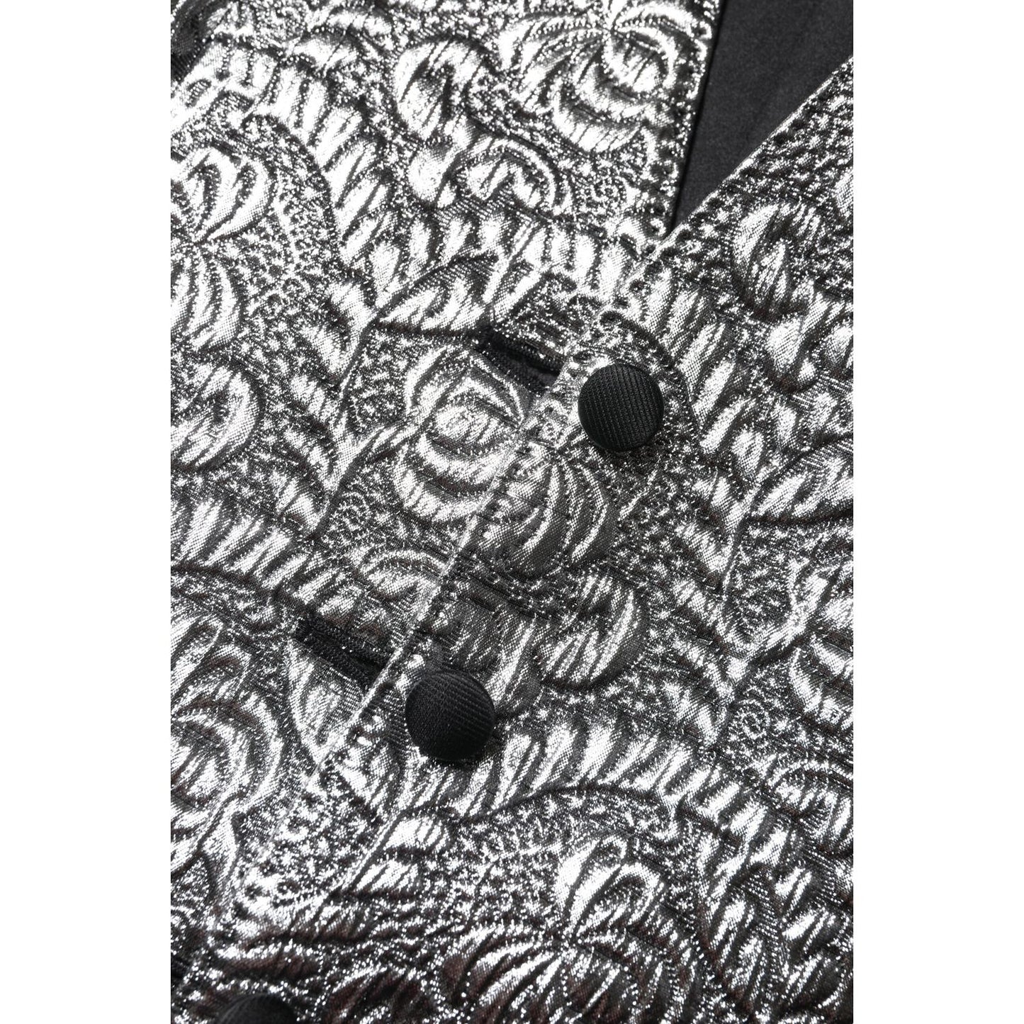 Dolce & Gabbana Silver Floral Jacquard Sleeveless Vest Top