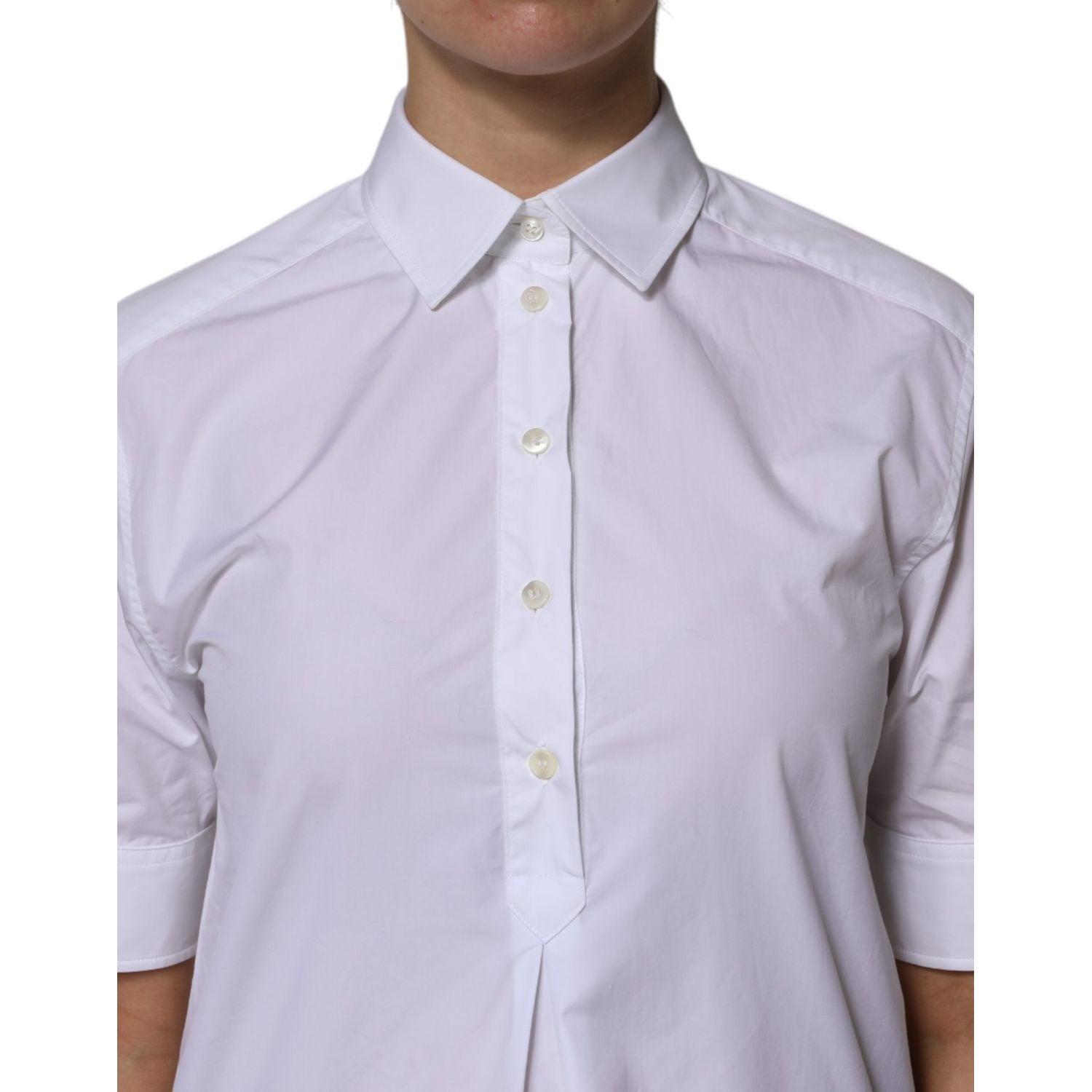 Dolce & Gabbana White Cotton Short Sleeves Collared Polo Top