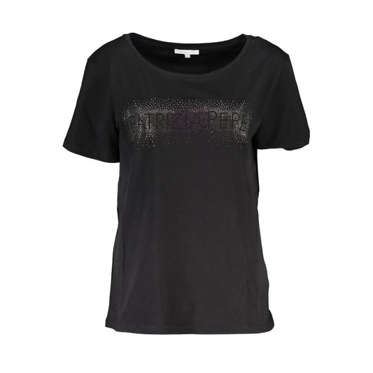 Patrizia Pepe Chic Short Sleeve Wide Neck Tee with Contrast Details PA-26485-XS