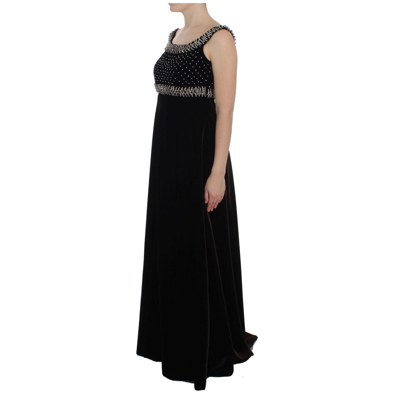 Dolce & Gabbana Brown Velvet Crystal Sheath Gown Dress NOC10135-1