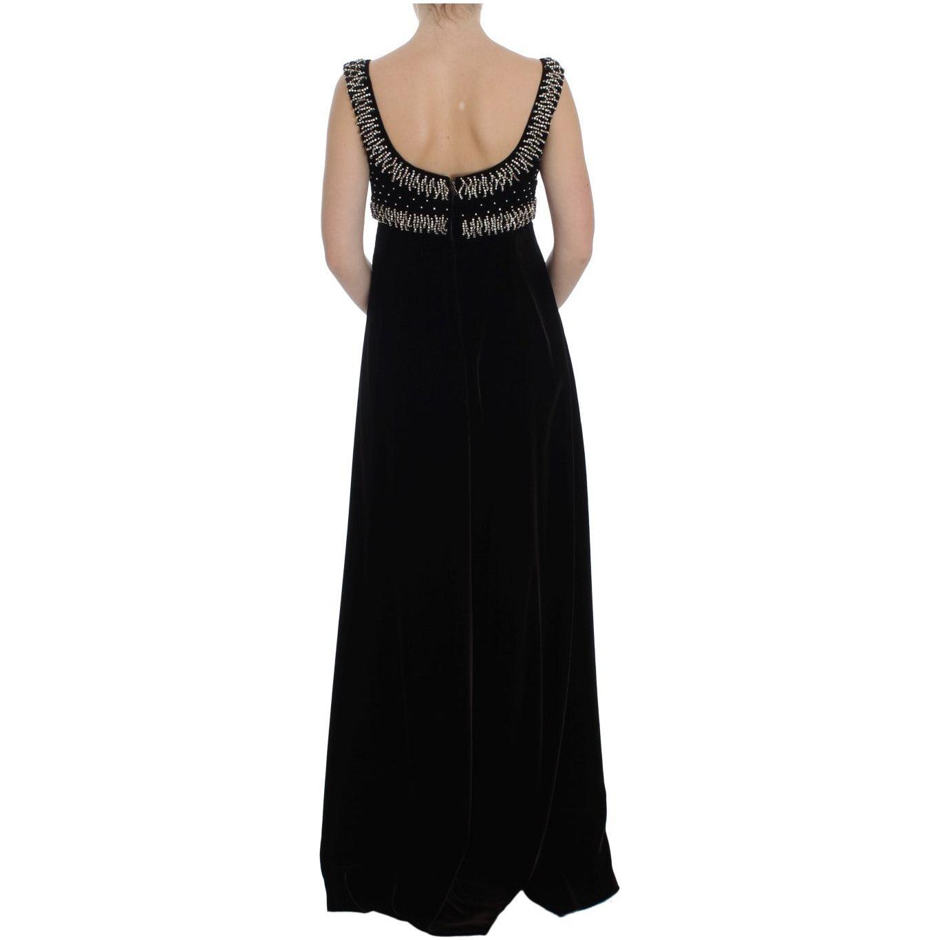 Dolce & Gabbana Brown Velvet Crystal Sheath Gown Dress NOC10135-1