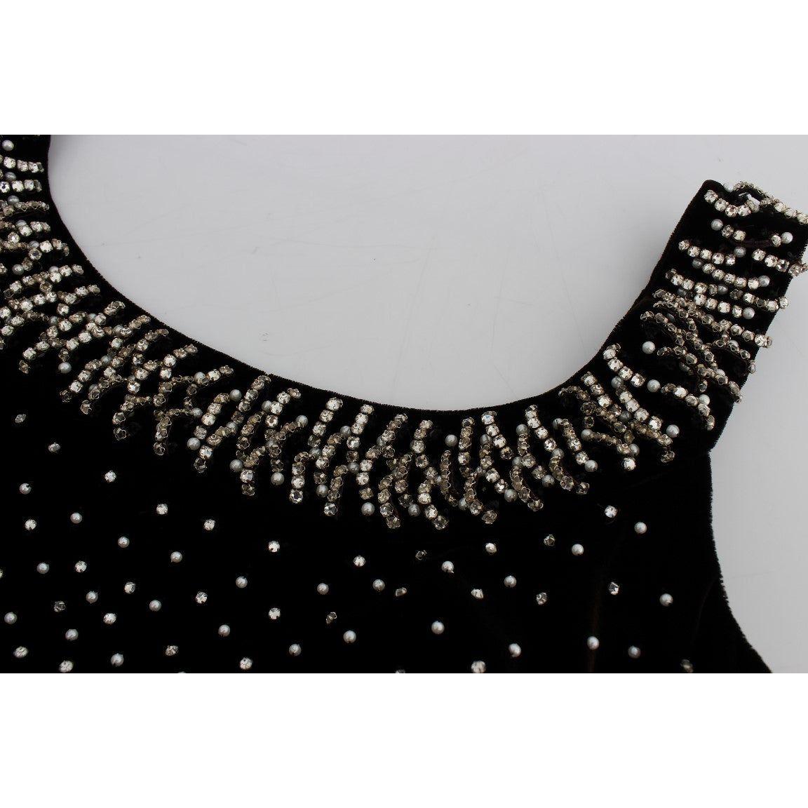 Dolce & Gabbana Brown Velvet Crystal Sheath Gown Dress NOC10135-1