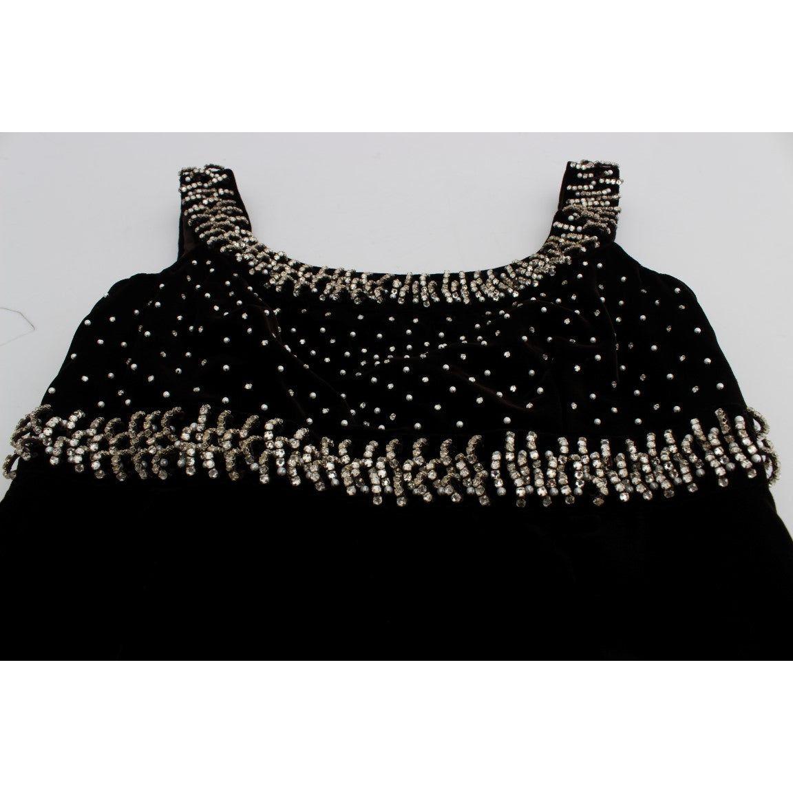 Dolce & Gabbana Brown Velvet Crystal Sheath Gown Dress NOC10135-1