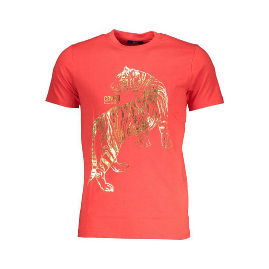 Cavalli Class Red Cotton T-Shirt CA-28473-M
