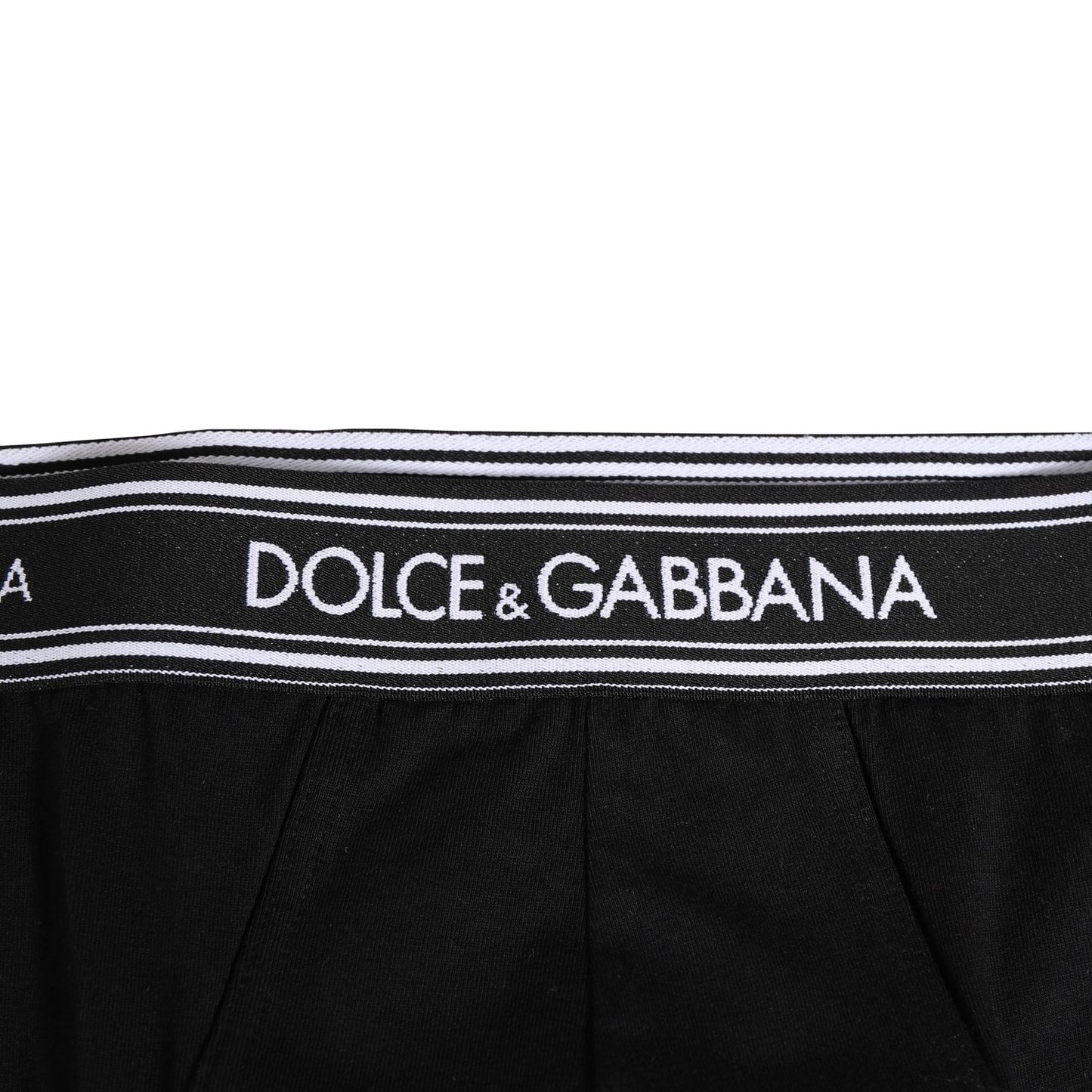 Dolce & Gabbana Black Cotton Stretch Logo Print Brief Underwear