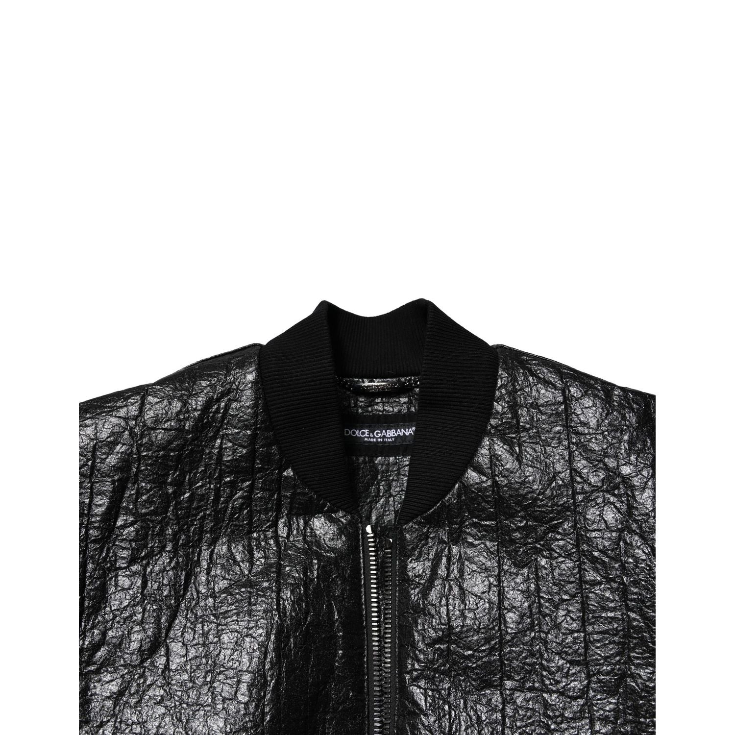 Dolce & Gabbana Black Logo Plaque Bomber Full Zipper Jacket