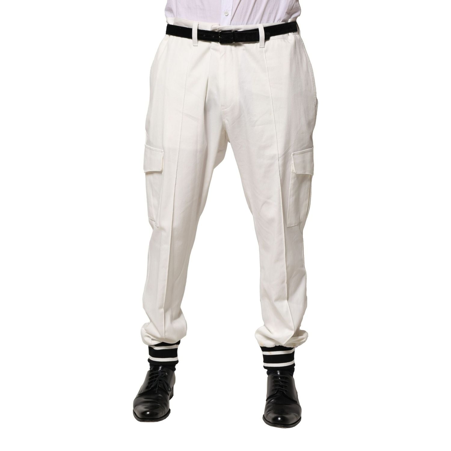 Dolce & Gabbana White Cotton Cargo Jogger Men Pants