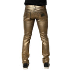 Dolce & Gabbana Gold Tattered Cotton Stretch Slim Denim Jeans PAN76482-48