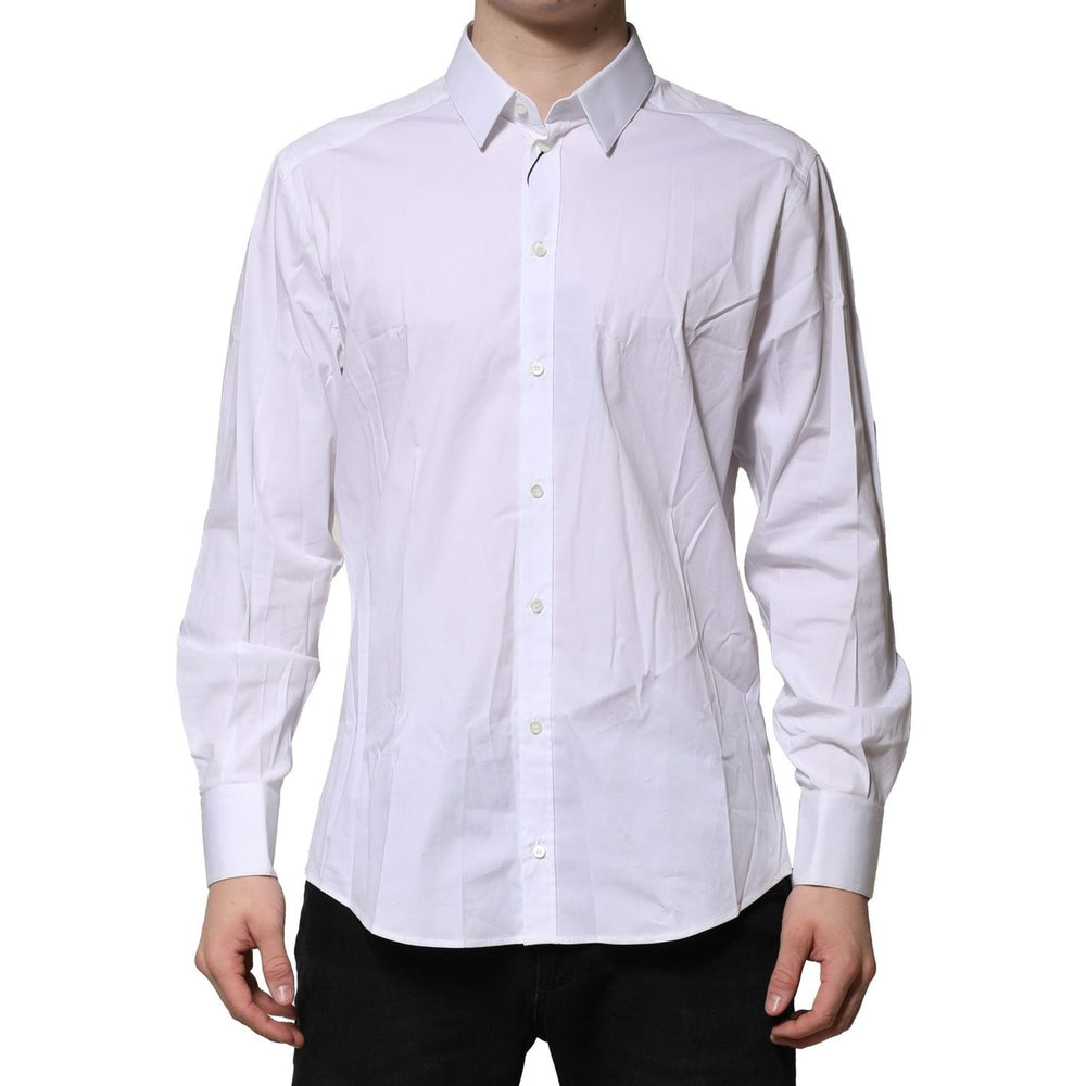 Dolce & Gabbana White Cotton Long Sleeves GOLD Formal Shirt