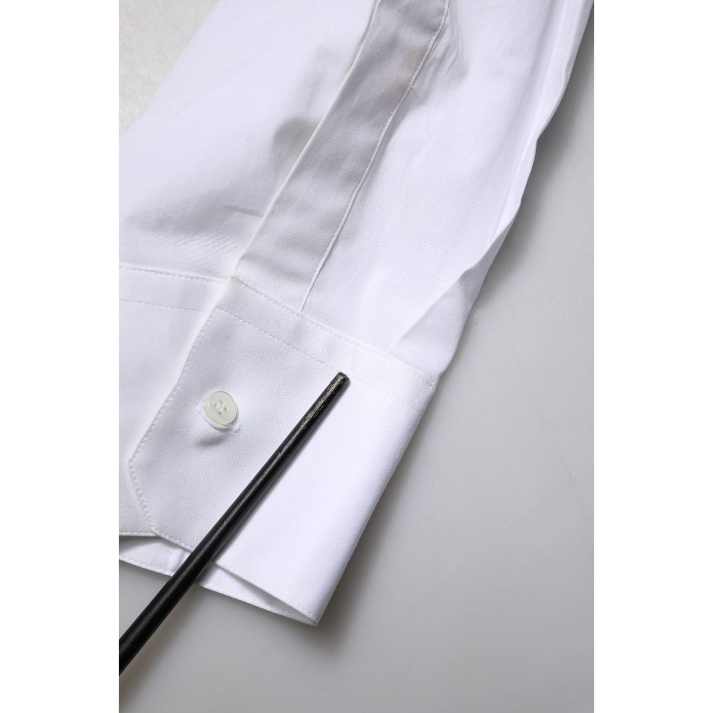Dolce & Gabbana White Cotton Long Sleeves GOLD Formal Shirt