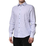 Dolce & Gabbana White Blue Striped Cotton Dress Formal Shirt TSH906783-41