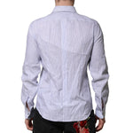Dolce & Gabbana White Blue Striped Cotton Dress Formal Shirt TSH906783-41