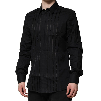 Dolce & Gabbana Black Cotton GOLD Mens Dress Formal Shirt