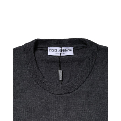 Dolce & Gabbana Dark Gray Wool Crew Neck Sweatshirt Sweater