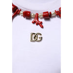 Dolce & Gabbana White Embellished Cotton Crew Neck T-shirt