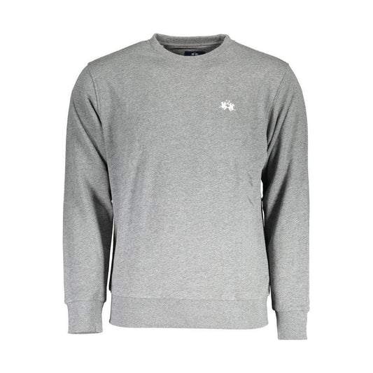 La Martina Gray Cotton Men Sweater LA-17167-S