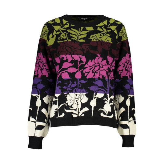 Desigual Chic Long-Sleeved Black Sweater with Contrast Details DE-24909-XL