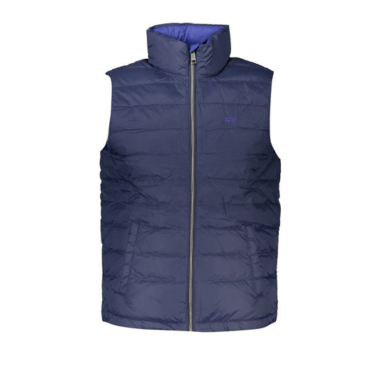 La Martina Sleek Sleeveless Embroidered Blue Jacket LA-27018-S