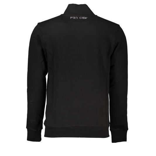 La Martina Sleek Black Cotton Zip Sweater LA-27025-S