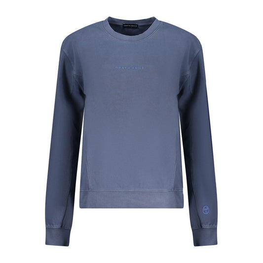 North Sails Blue Cotton Women Sweater with embossed logo, crew neck design, showcasing casual chic style and comfort.