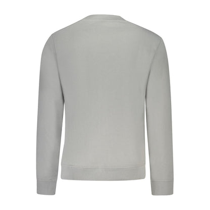 Back view of Napapijri Gray Cotton Men Sweater with regular fit and brushed interior showcasing classic style and comfort.