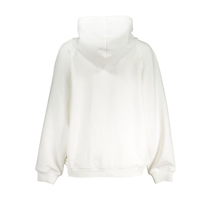 K-WAY White Polyester Women Sweater with hood and sleek design, back view showing the smooth texture and elegant shape.