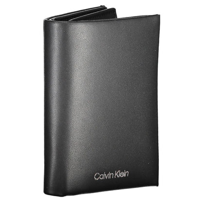 Calvin Klein Black Leather Men Wallet showcasing elegant and durable leather design with RFID protection and card compartments.