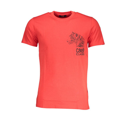 Cavalli Class Red Cotton T-Shirt CA-28469-M