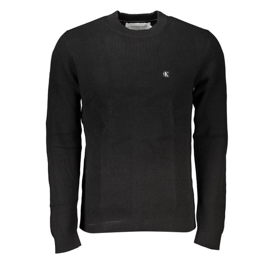 Calvin Klein Sleek Black Crew Neck Sweater with Logo CA-27239-XL