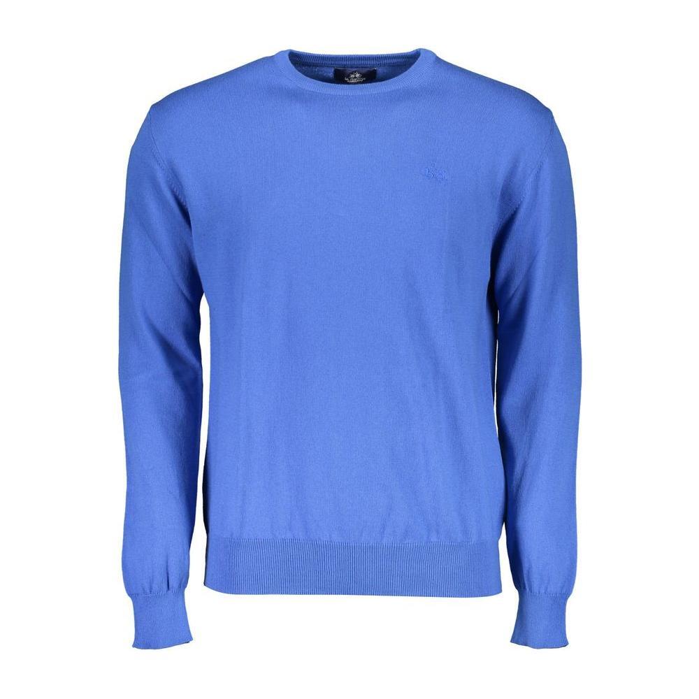 La Martina Blue Cotton Men Sweater LA-13238-S