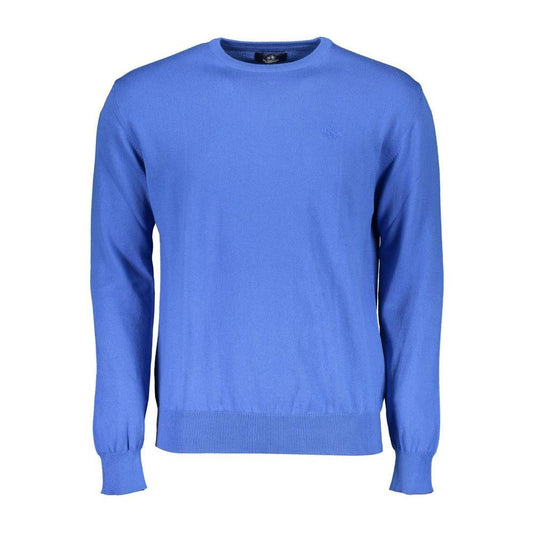 La Martina Blue Cotton Men Sweater LA-13238-S