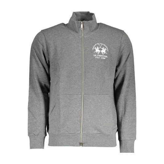 La Martina Gray Cotton Men Sweater LA-17140-S