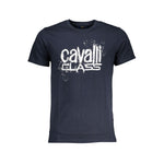 Cavalli Class Blue Cotton T-Shirt CA-28580-XL