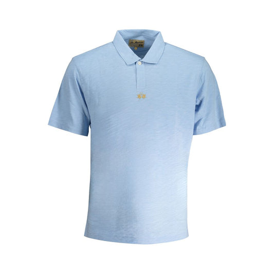La Martina Light Blue Cotton Men Polo Shirt LA-30464-S