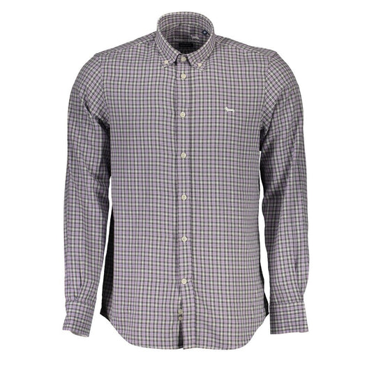 Harmont & Blaine Purple Cotton Men Shirt, regular fit, long sleeves, button-down collar, premium elegance with contrast cuff.