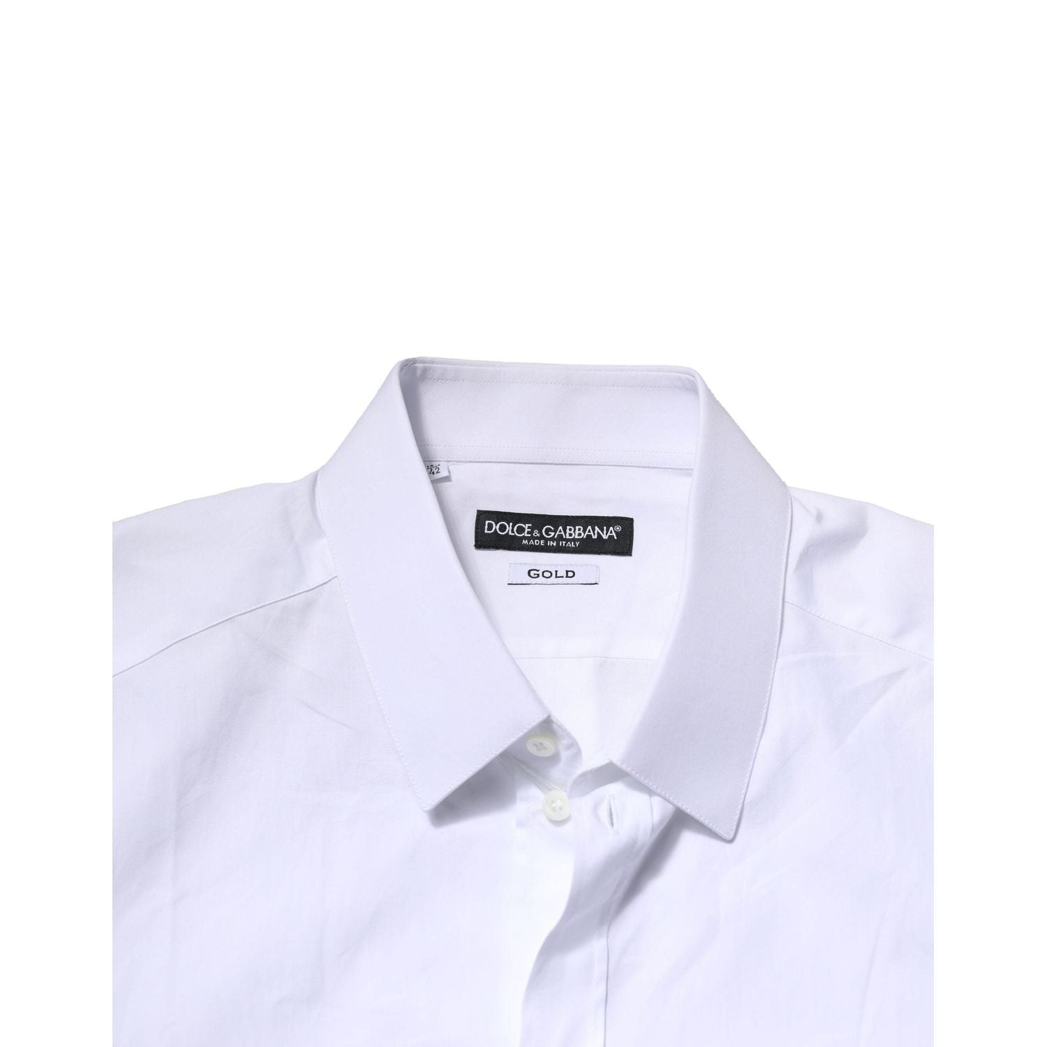 Dolce & Gabbana White Cotton GOLD Long Sleeves Formal Shirt