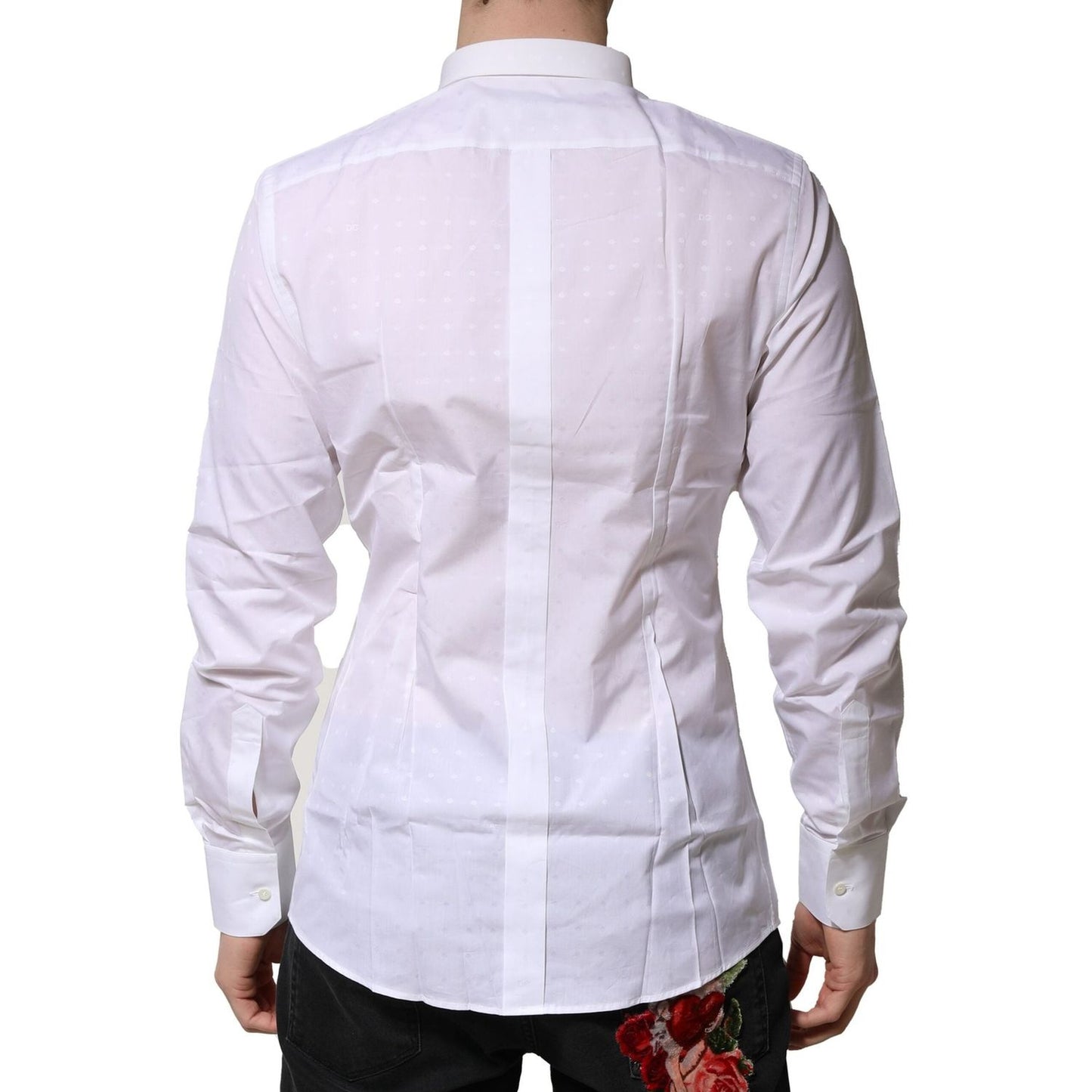 Dolce & Gabbana White Cotton GOLD Long Sleeves Formal Shirt