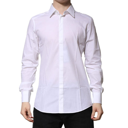 Dolce & Gabbana White Cotton GOLD Long Sleeves Formal Shirt
