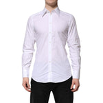 Dolce & Gabbana White Cotton GOLD Long Sleeves Formal Shirt