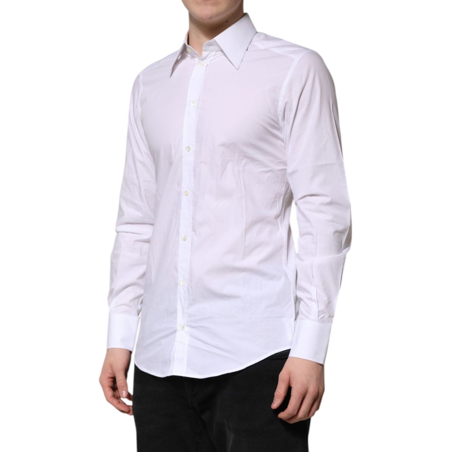 Dolce & Gabbana White Cotton GOLD Long Sleeves Formal Shirt