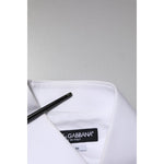 Dolce & Gabbana White Cotton GOLD Long Sleeves Formal Shirt
