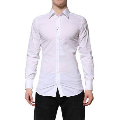 Dolce & Gabbana White Cotton GOLD Long Sleeves Formal Shirt