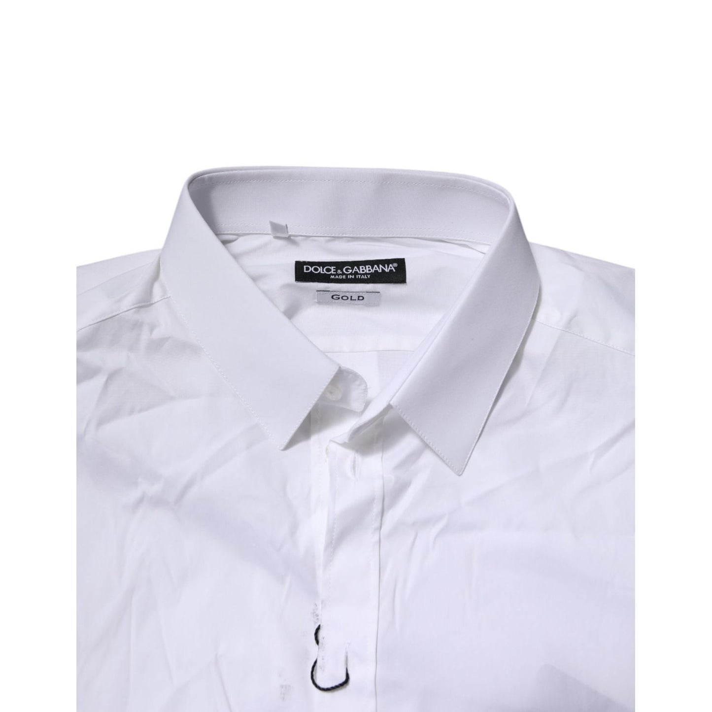 Dolce & Gabbana White Cotton GOLD Long Sleeves Formal Shirt